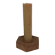 Handmade natural wood candle holder, hexagonal shape and its 3 old beeswax candles.
