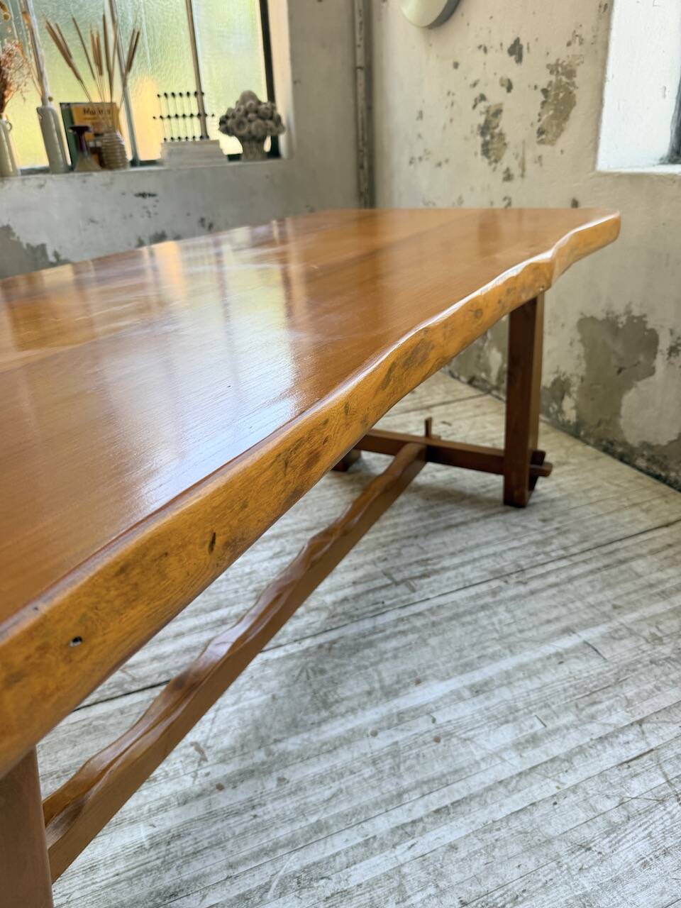 Aranjou farmhouse table in blond elm, 1950s