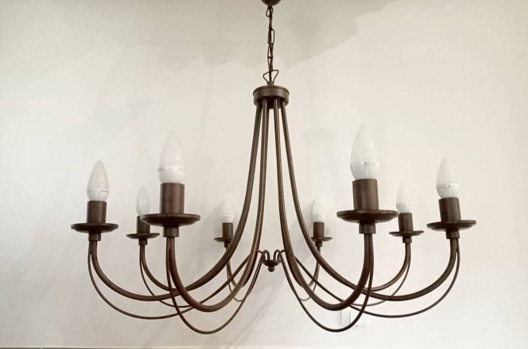 Brown metal chandelier