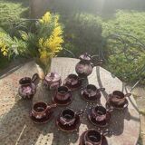 Coffee or tea service in enameled ceramic by Marius Giuge, artisan potter in Vallauris,