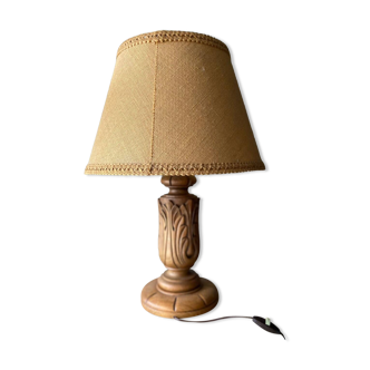 Carved wooden lamp