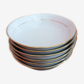 6 hollow plates gold edged in Limoges porcelain