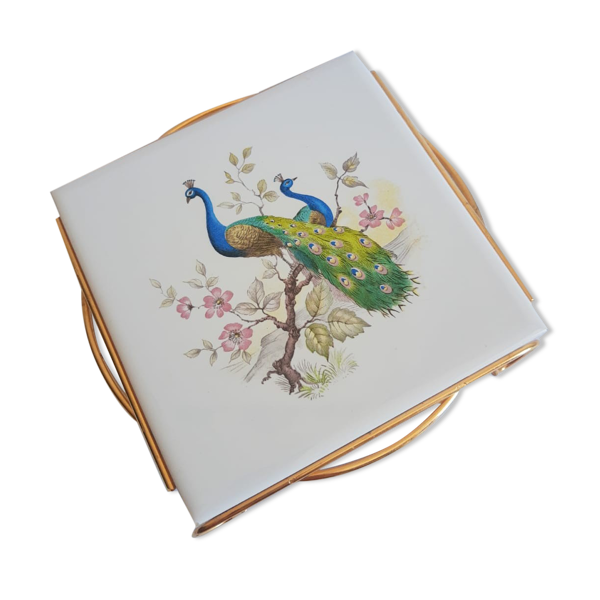 Dessous de plat mettlach motifs paons vintage