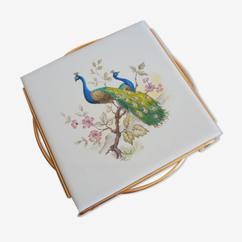 Dish coaster mettlach vintage peacock patterns