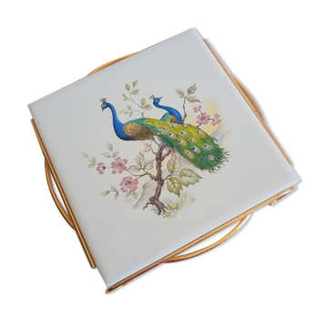 Dish coaster mettlach vintage peacock patterns