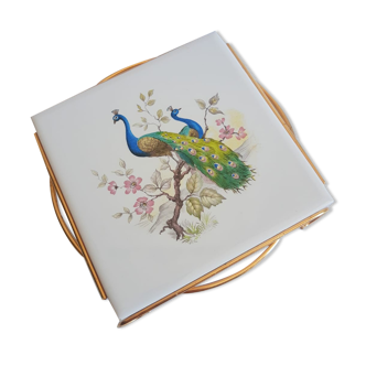 Dish coaster mettlach vintage peacock patterns