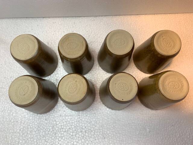 Set of 8 vintage Digoin stoneware tumbler glasses