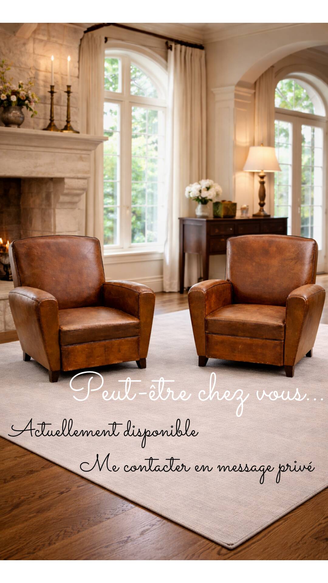 Pair of leather club armchairs – Mid-20th century