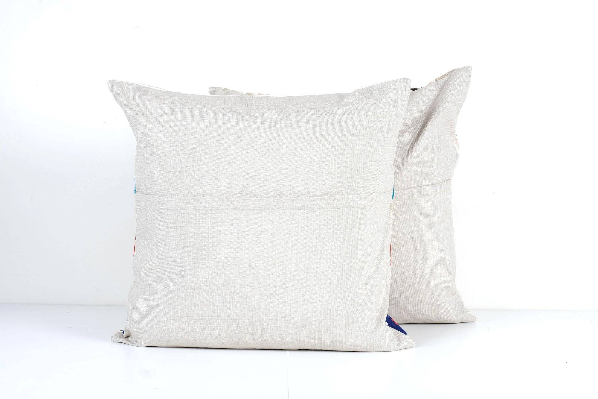 Set of 2 vintage embroidered cushion covers 61x64 cm
