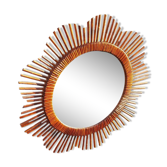 Miroir soleil en rotin 57 cm