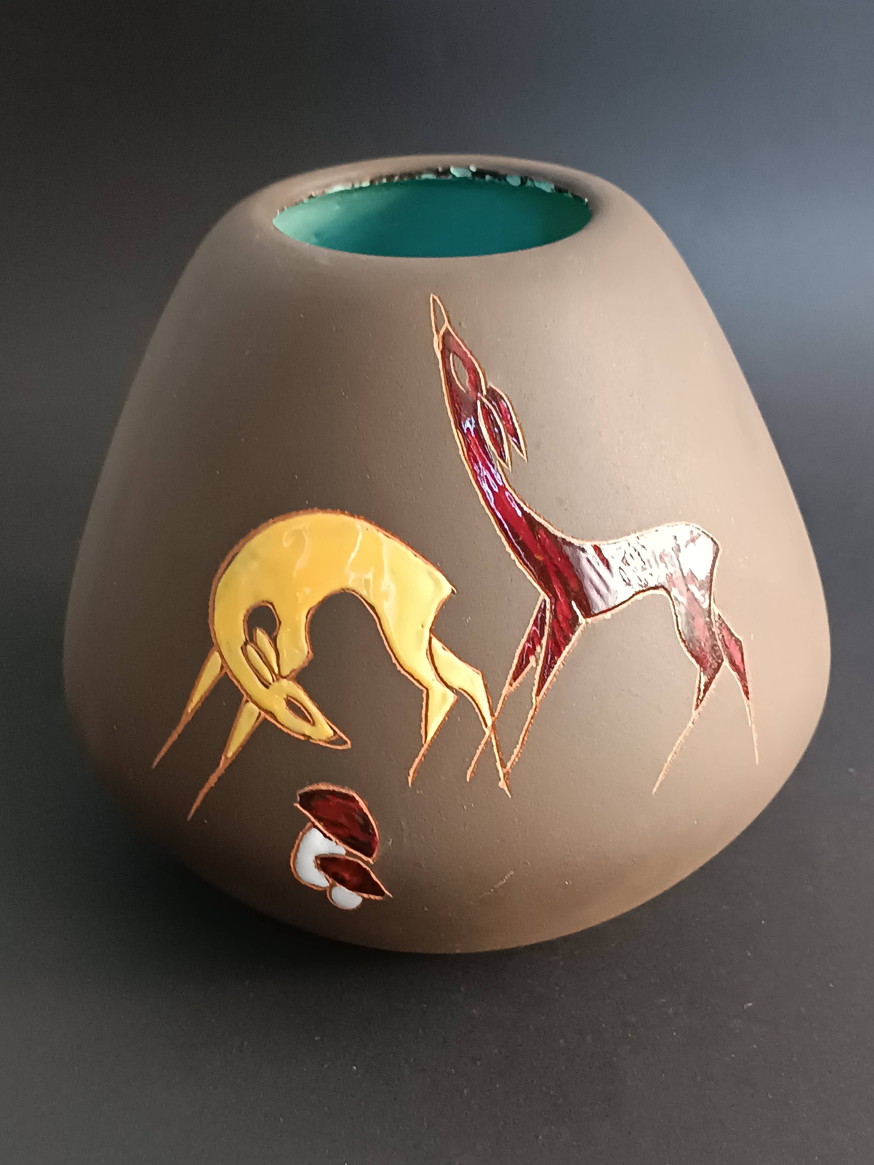 German terracotta vase Hanns Welling, Ernst Borens, 1960