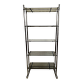 Chromed metal tubular shelf with smoked glass.