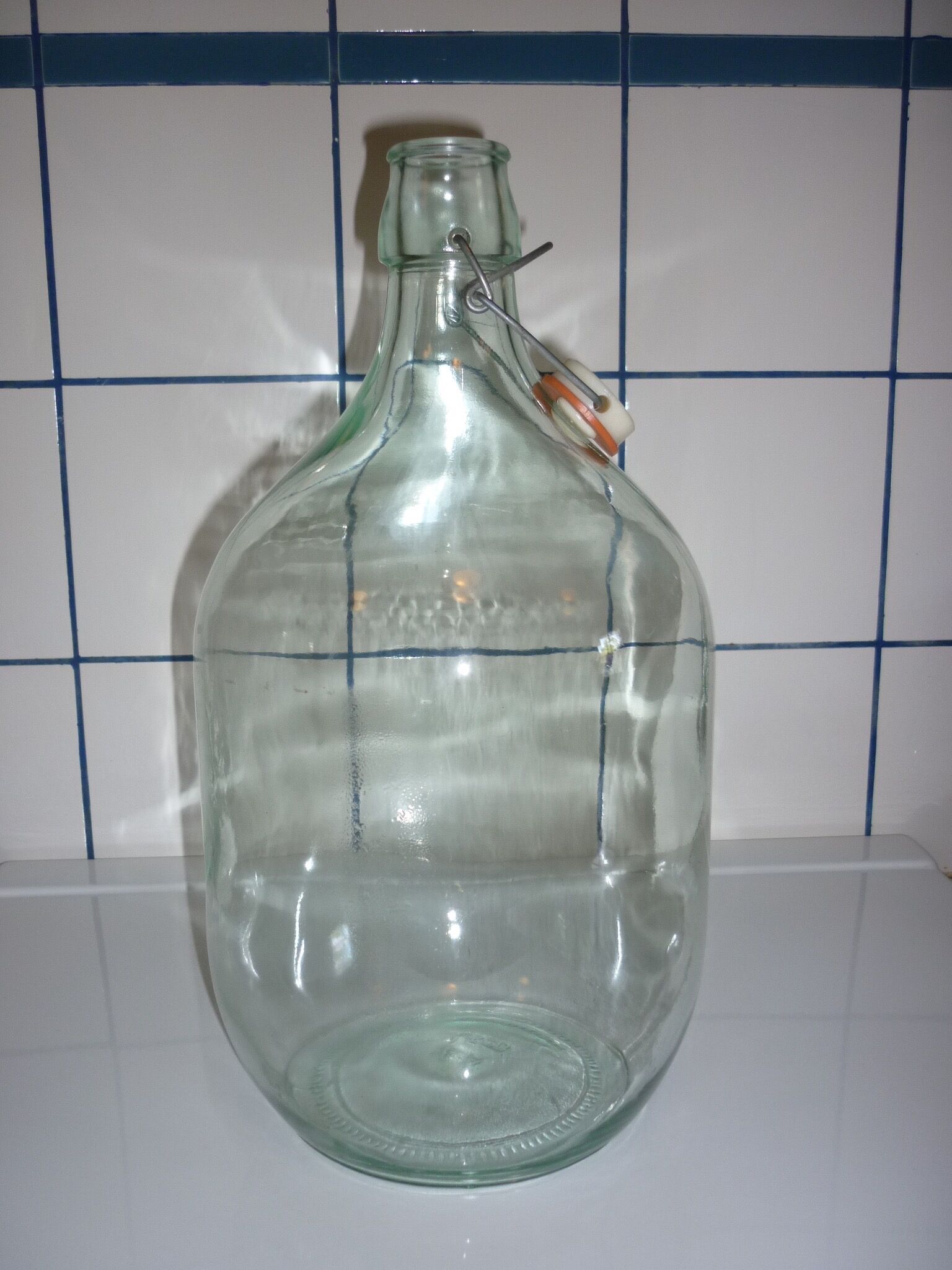 5L glass bottle with stirrup cap