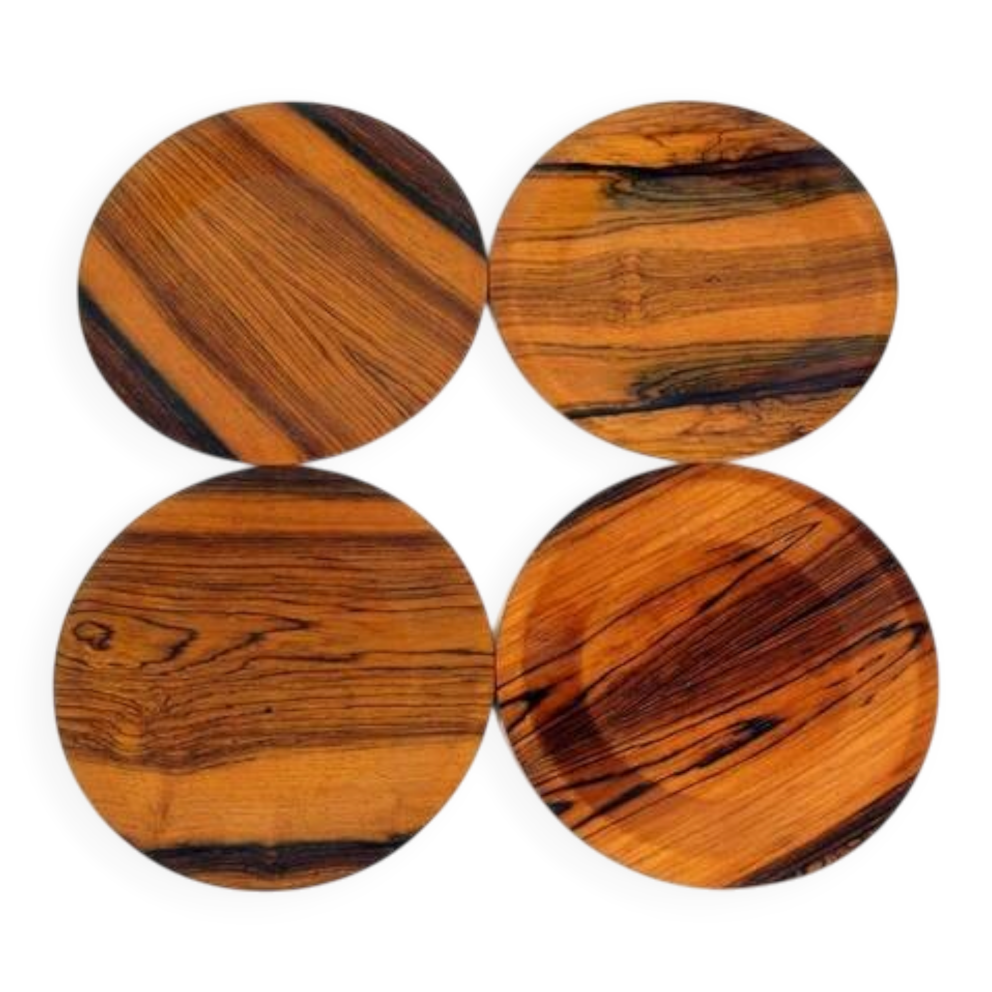 Set of 4 Retro Vintage Danish Rosewood Dinner Plates Camping Mid Century 60s 70s