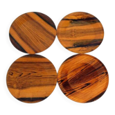 Set of 4 Retro Vintage Danish Rosewood Dinner Plates Camping Mid Century 60s 70s