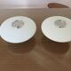 Pair of wall lamps saucer space age in white opaline 1970
