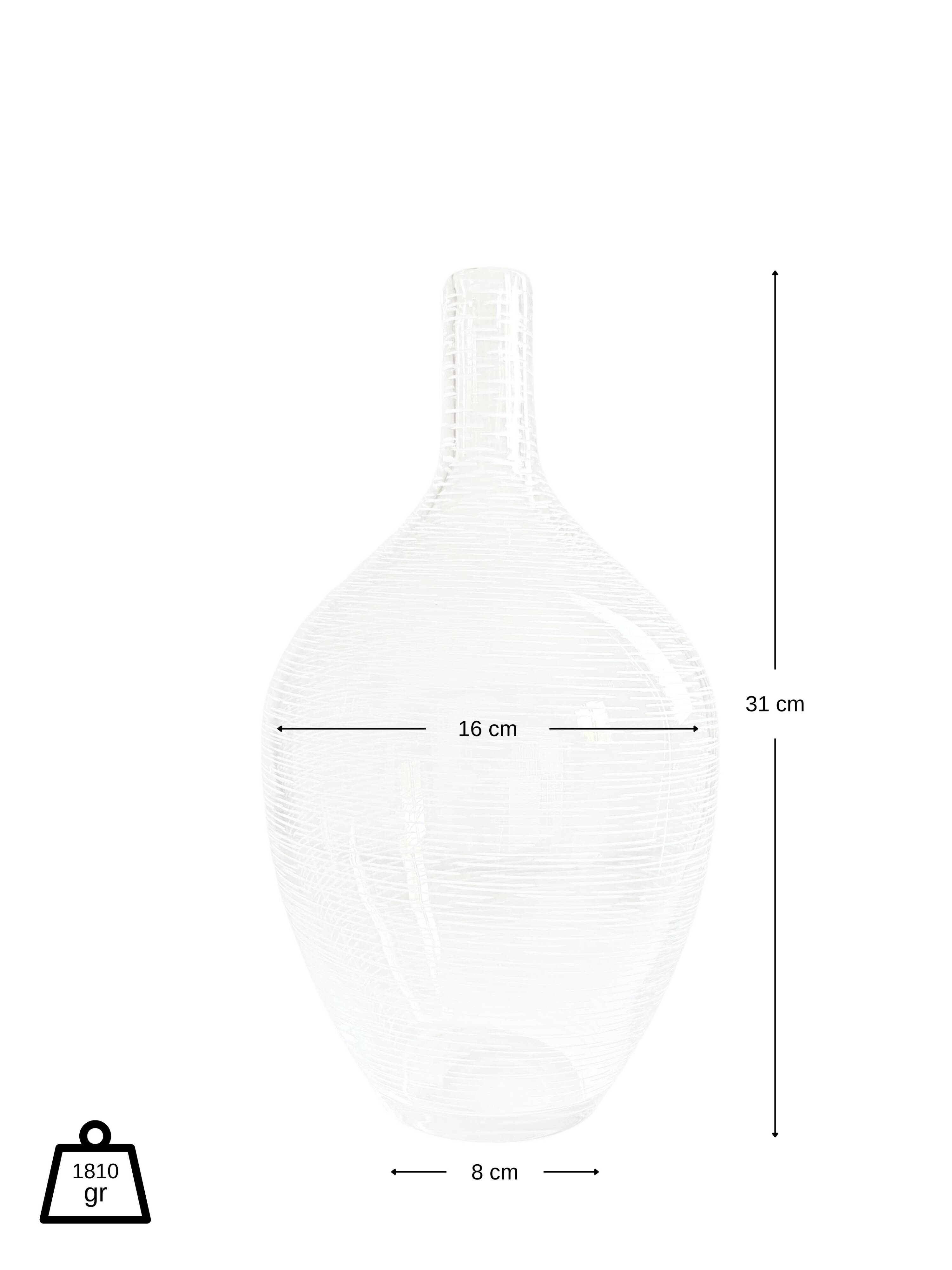 Large ribbed blown glass bottle vase - 1970s