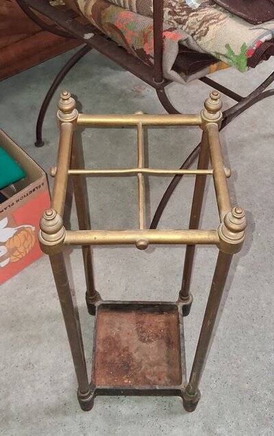 Brass and copper umbrella stands, early 20th century.