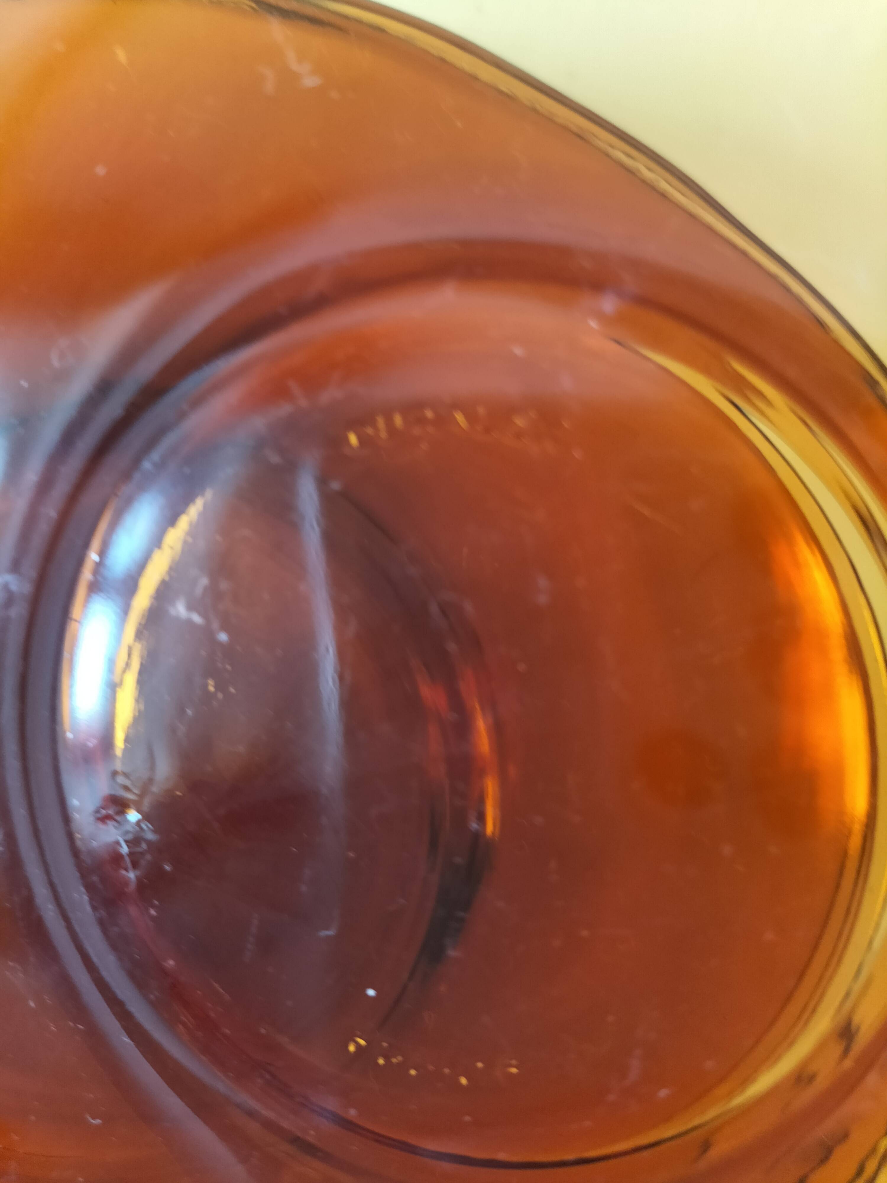 5 vintage amber Duralex cups and saucers