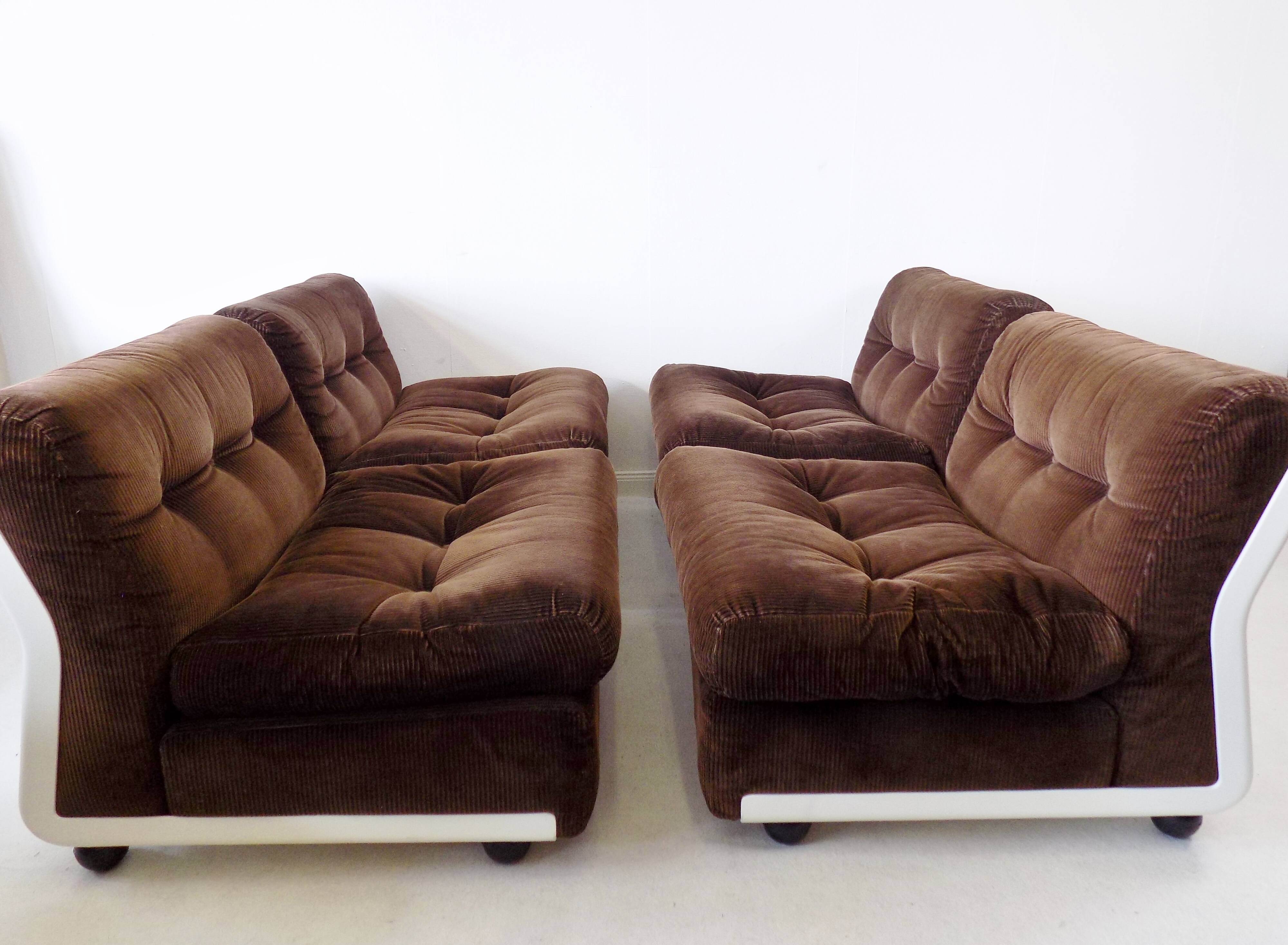 Set of 4 brown Amanta lounge chairs by Mario Bellini for C&B Italia