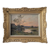 Soleil couchant, huile XIX° par Boulenger