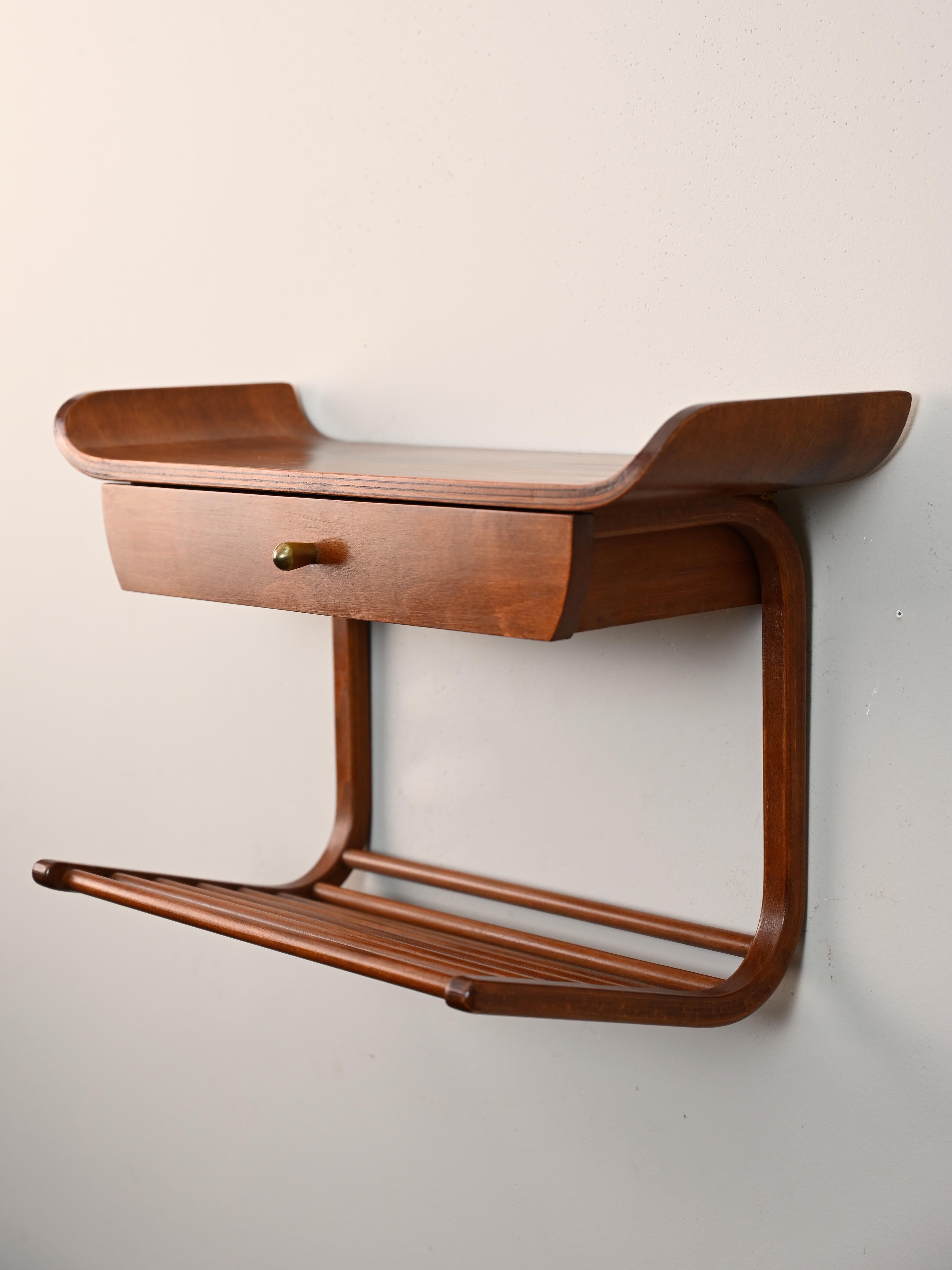 Suspended nightstand of 1960s modernism