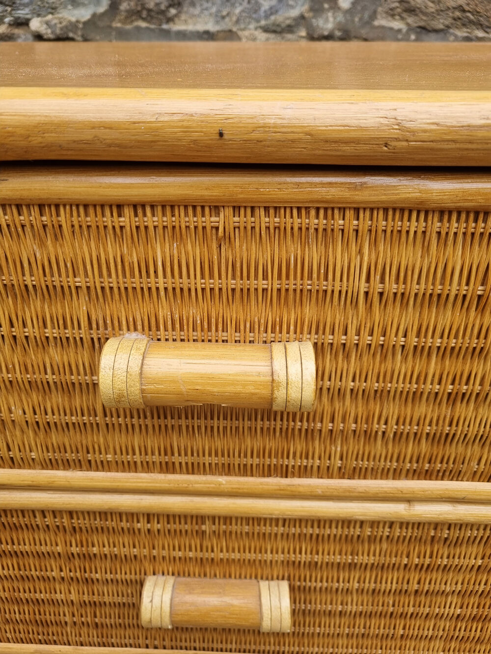 Commode bambou rotin, vintage, années 60