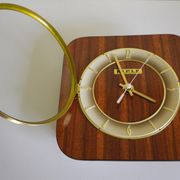 Clock in mahogany formica, metal, wood, glass, in its original box - Brand KIPLE - 70s