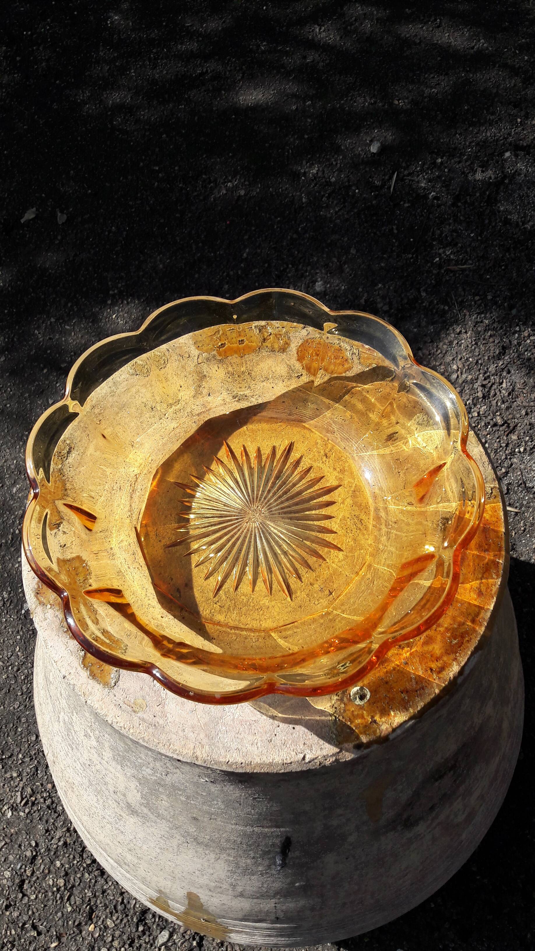 Vintage 50s yellow glass dinnerware set