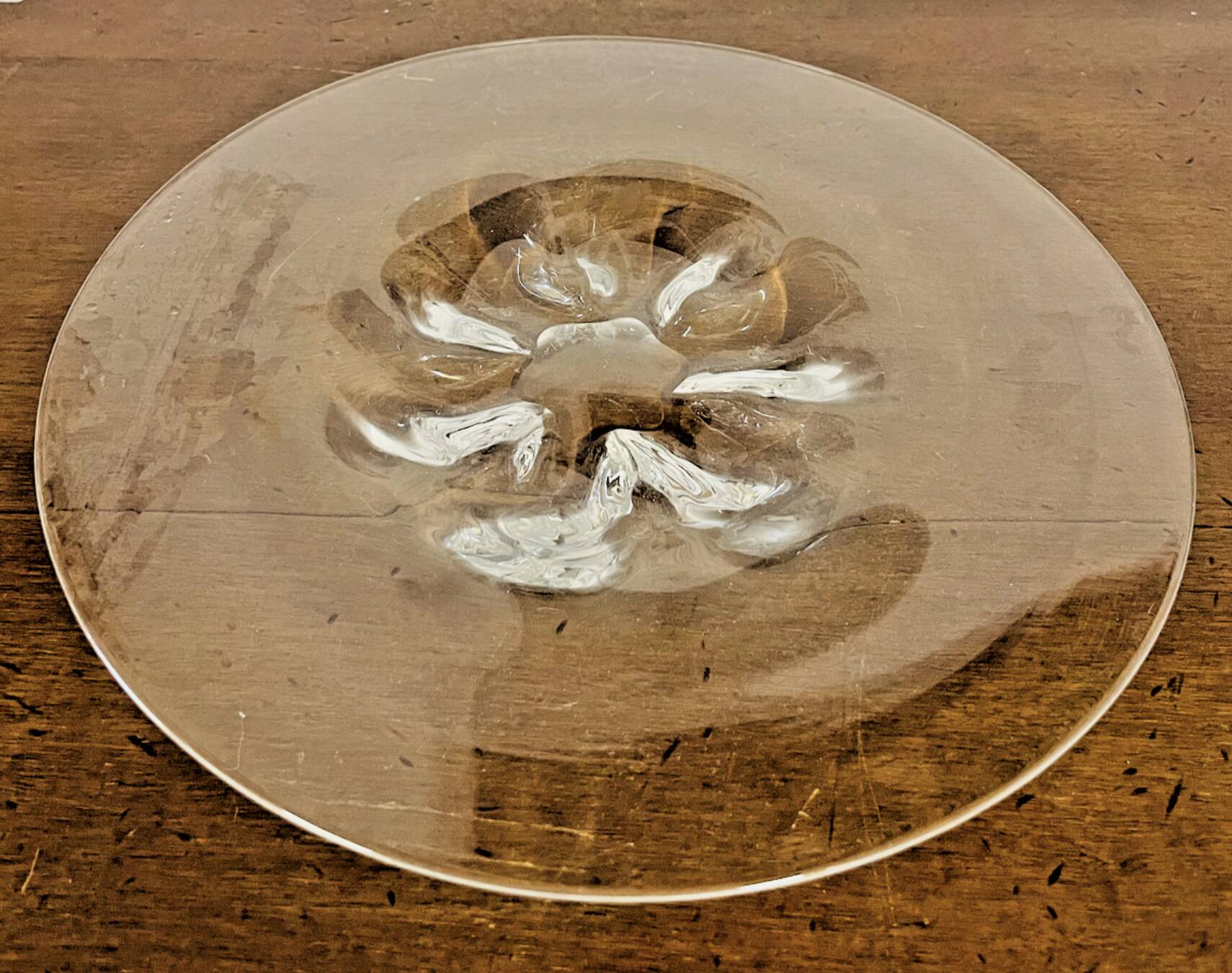 Large transparent glass dish Edvard Hald for ORREFORS