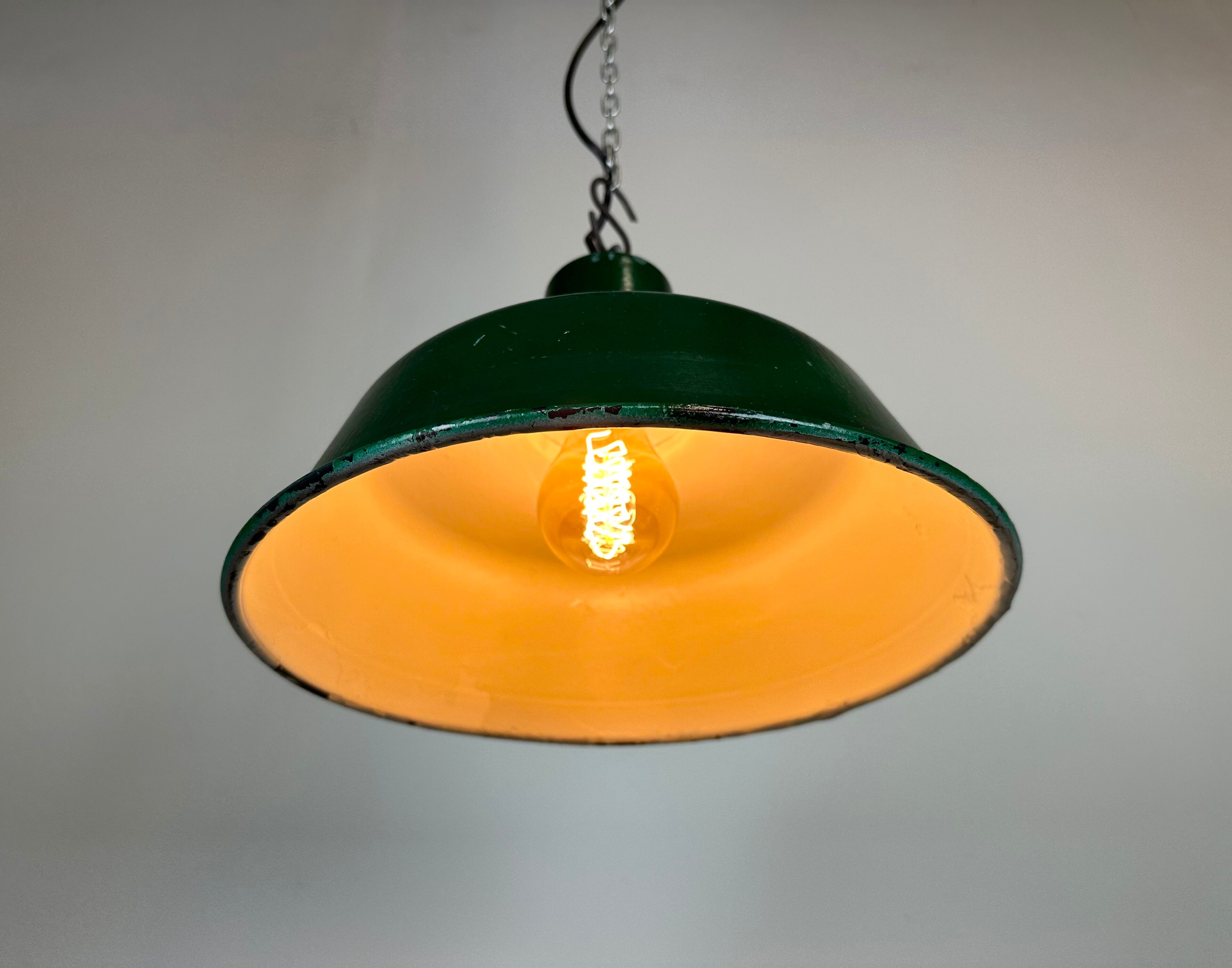 Green Industrial Factory Pendant Lamp, 1960s