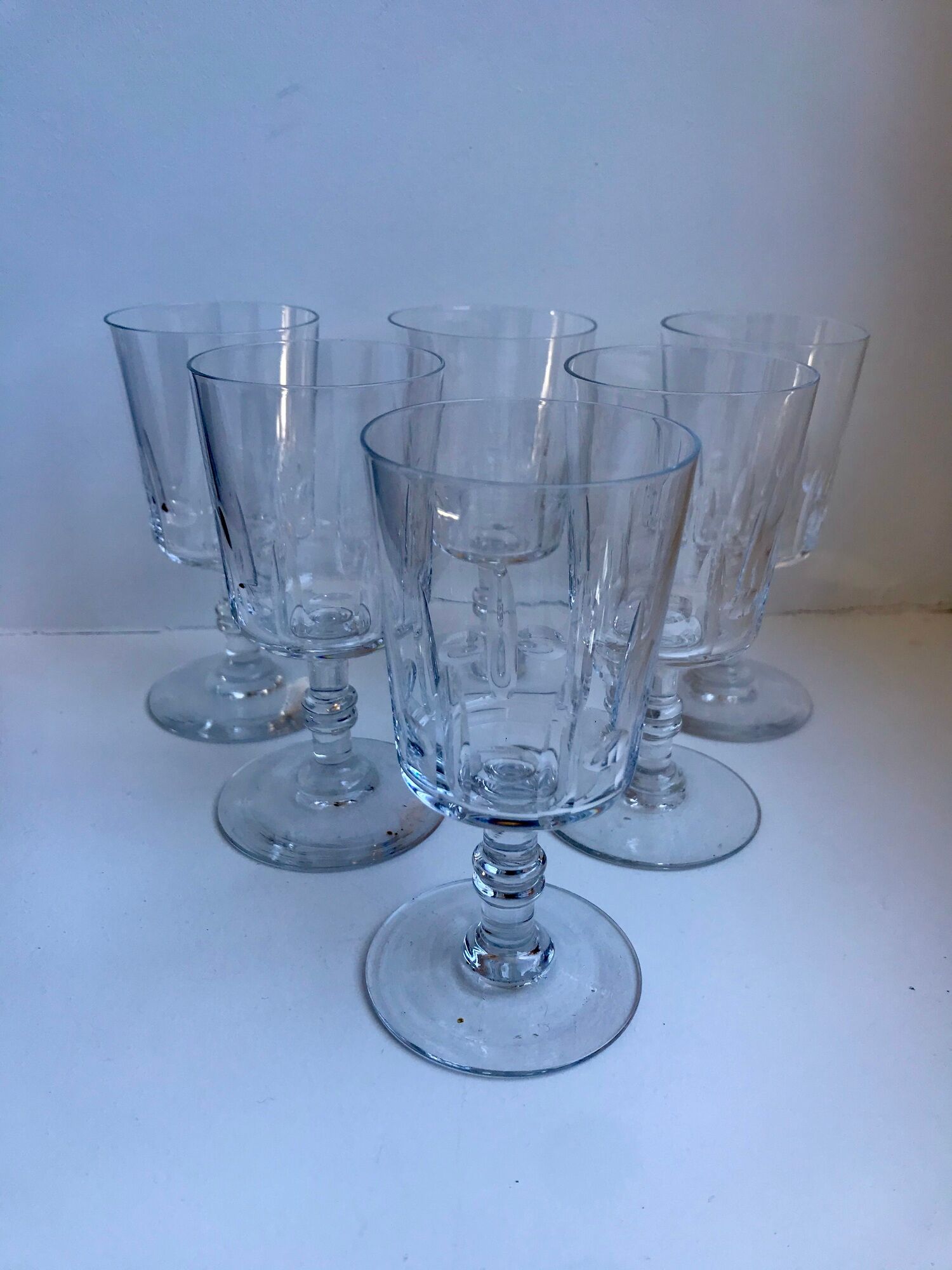 Set of 6 crystal wine glasses engraved early twentieth century