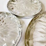 Dish and coaster in chiseled crystal and silver metal