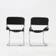 Set Vintage italian chairs black leather and chrome 1970s