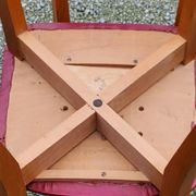 Set of 4 vintage chairs from the 50s in blond beech and red leatherette