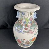 China, polychrome porcelain vase with relief decoration, 20th century
