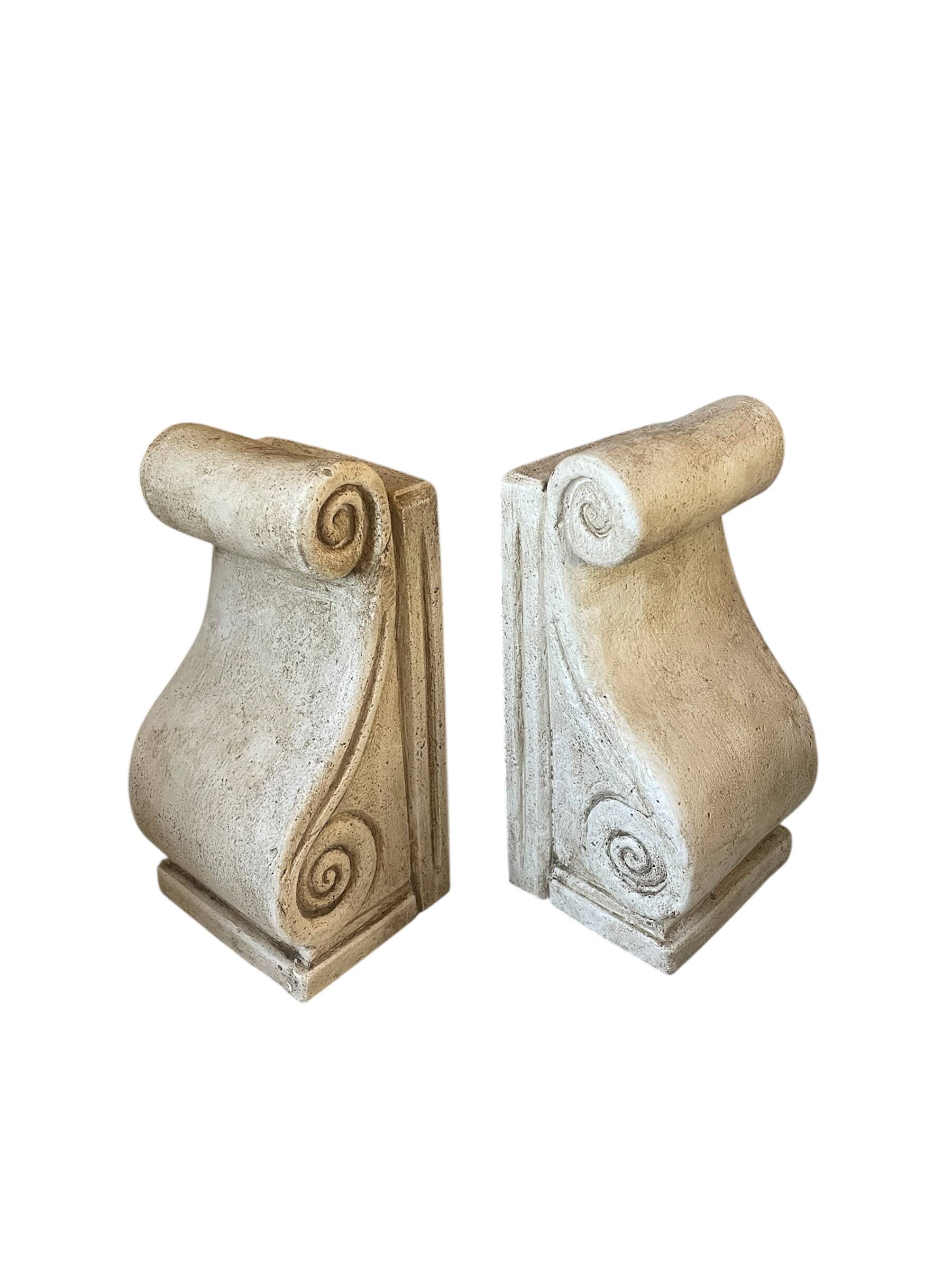 Pair of vintage patinated plaster bookends