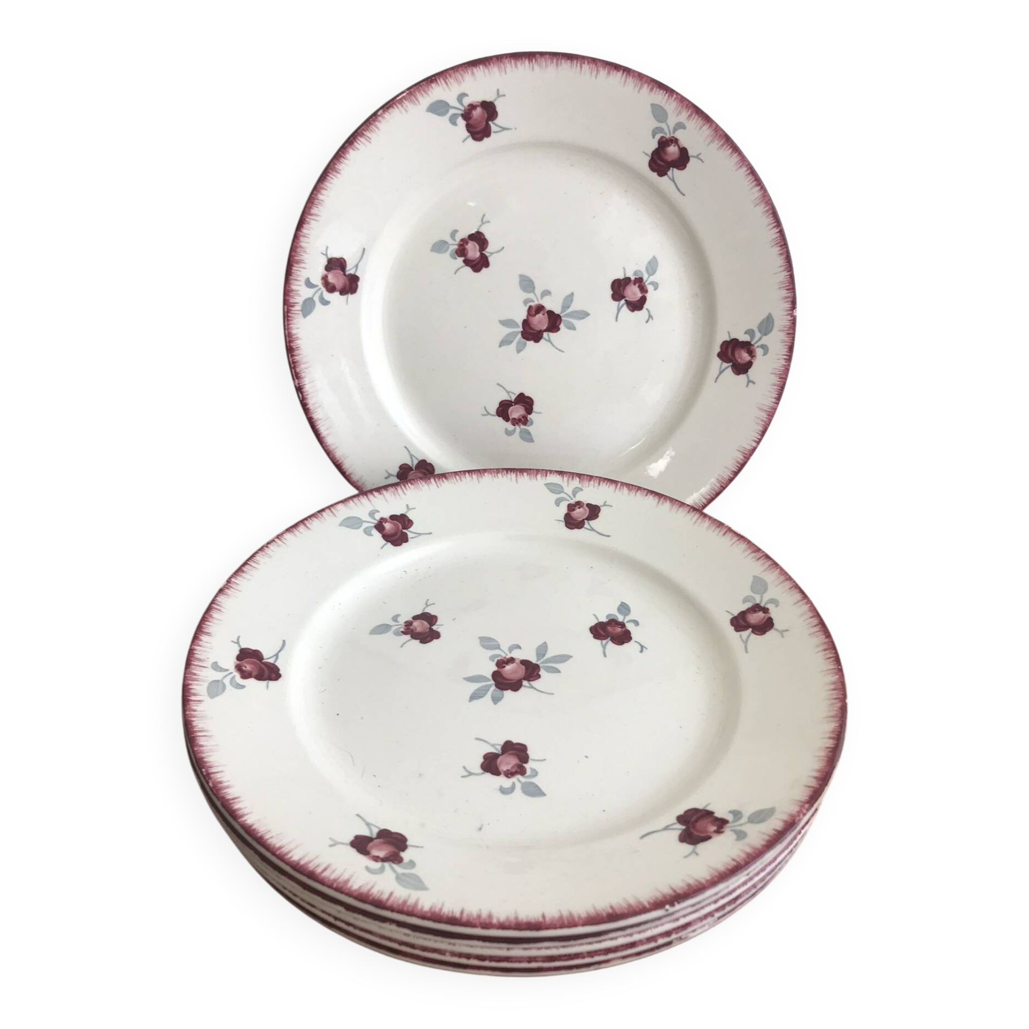 Set of 6 flat plates Luneville model Senlis