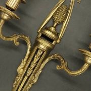 Pair of large wall sconces with bow in Louis XVI style from the 19th century - bronze