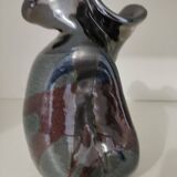 Signed enameled vase with asymmetrical free form