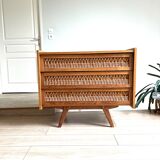 Commode bois et rotin