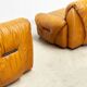 Ensemble de deux chaises longues en cuir cognac italien