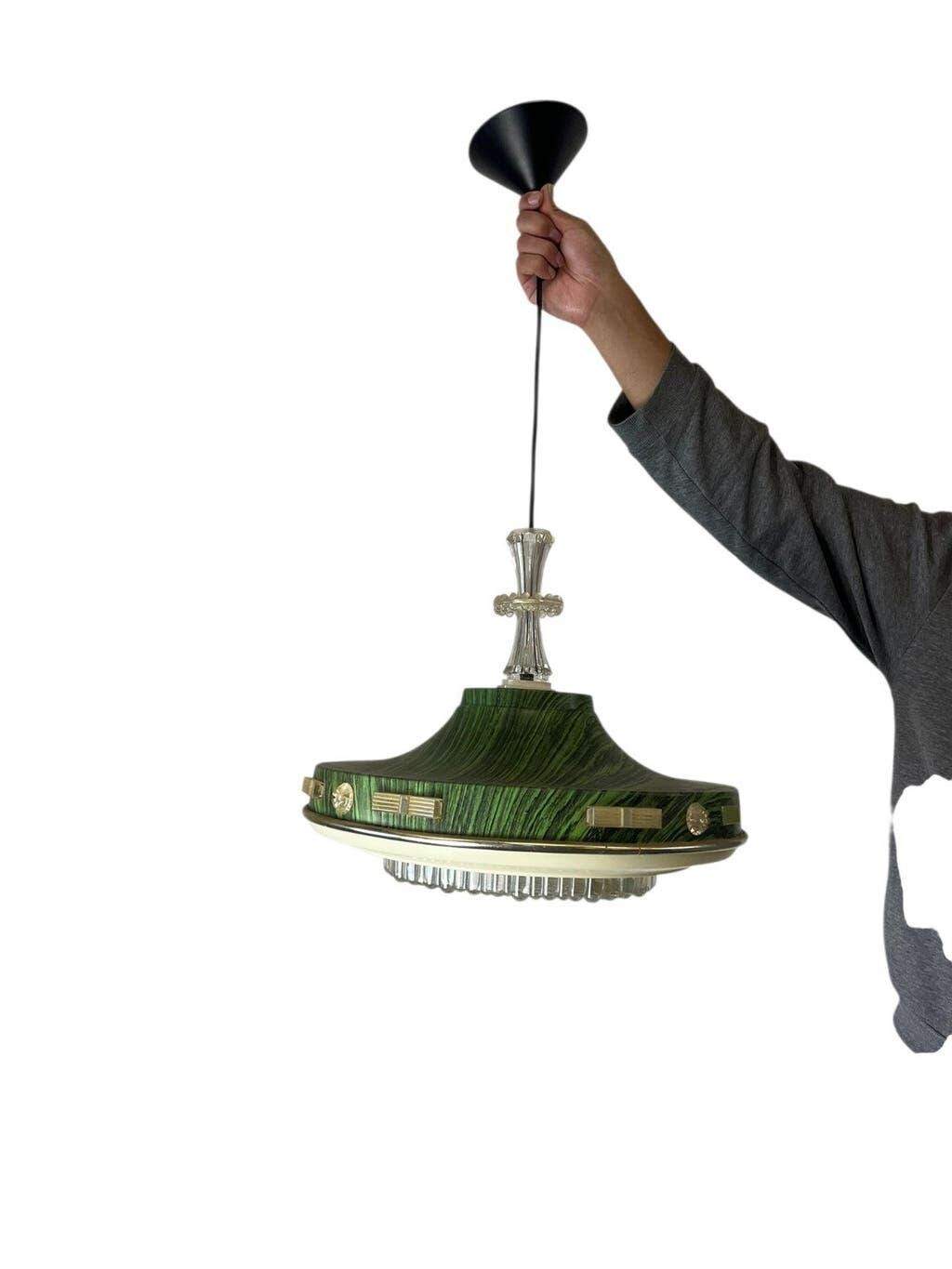 Vintage green UFO-shaped pendant light