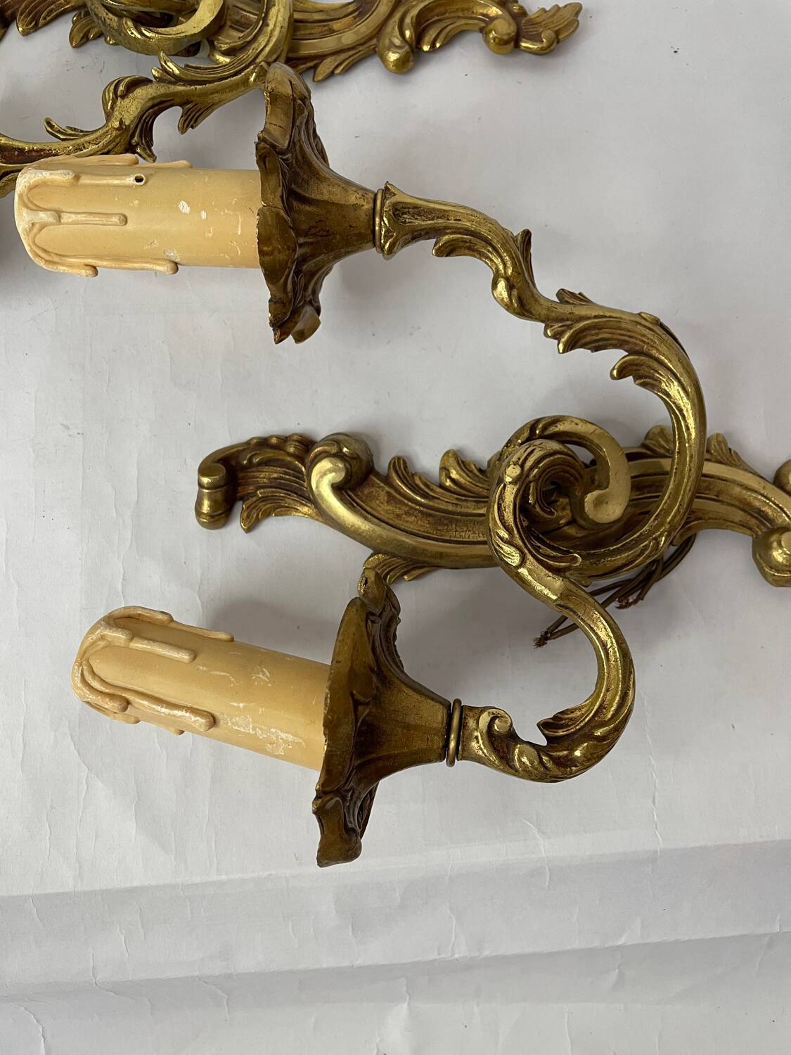 Pair of bronze wall sconces