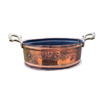 Vintage copper oval planter