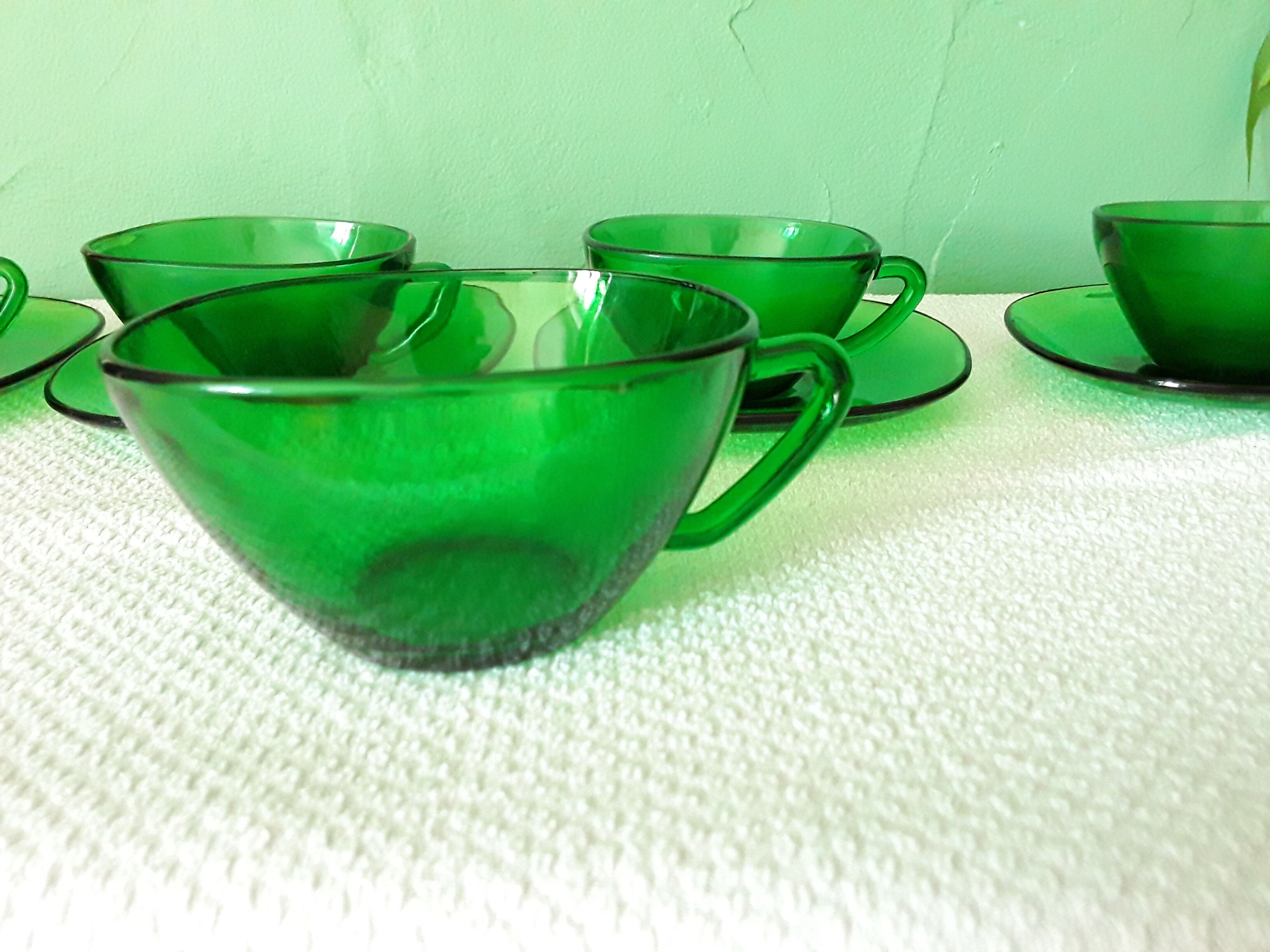 Vintage Vereco cups made of green glass