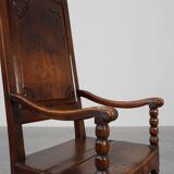 18th Century Liège Armchair in hand carved Oak, Belgium