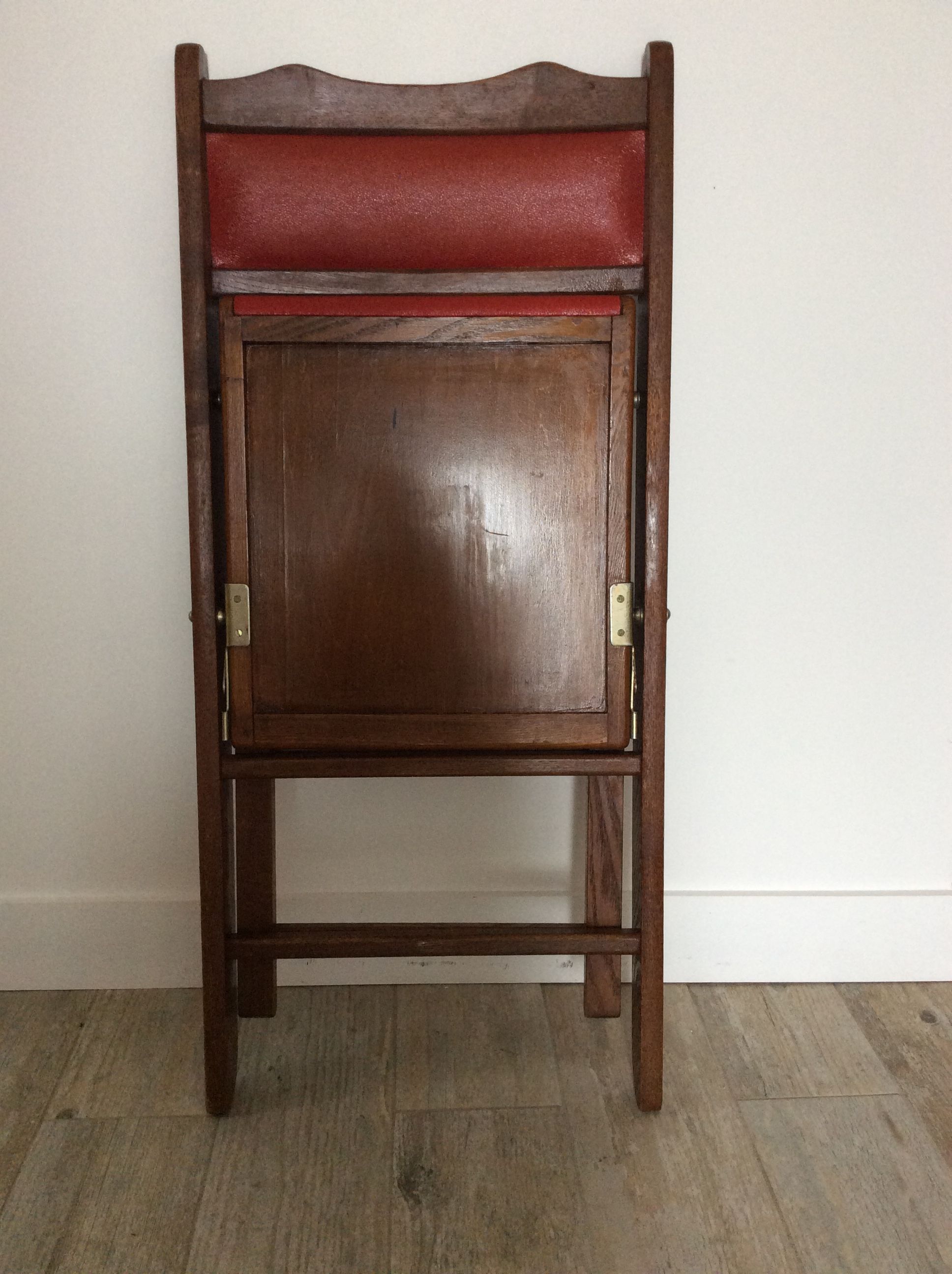 Folding chair wood and Skaï orange / vintage brown