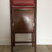 Folding chair wood and Skaï orange / vintage brown