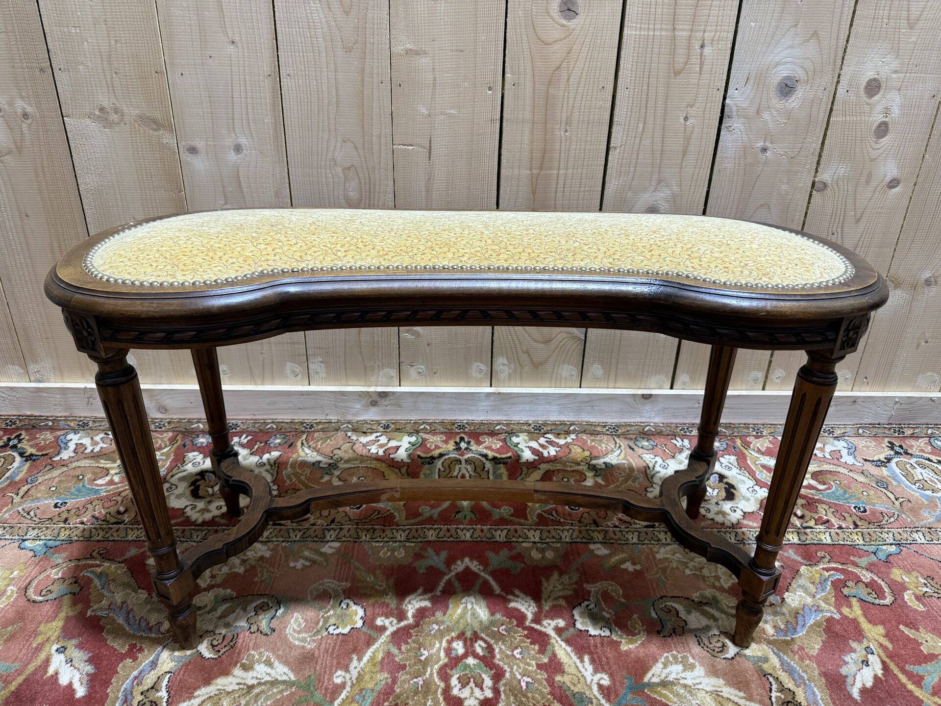 Louis XV style curved upholstered piano bench